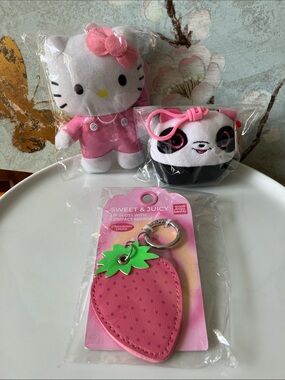 Choose 1 Sanrio Hello Kitty Plush - Ty Panda Squishy Beanies - Strawberry Mirror